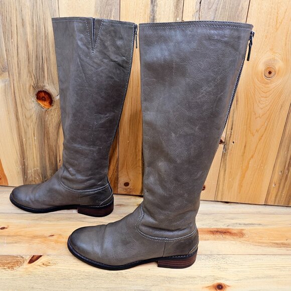 Halogen Shoes - Halogen Gray Leather Riding Boots